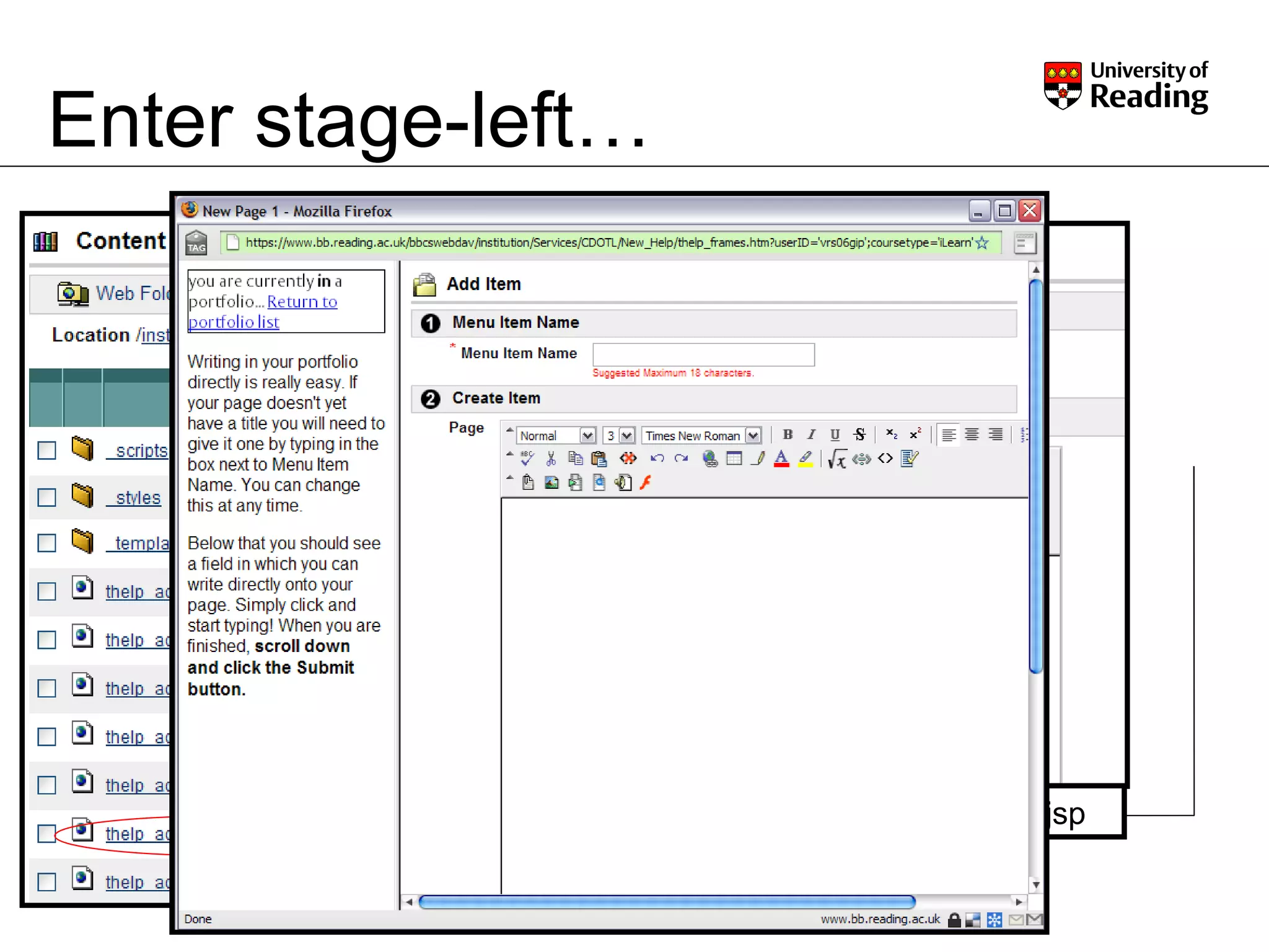 Enter stage-left… addPageToPortfolio.jsp 