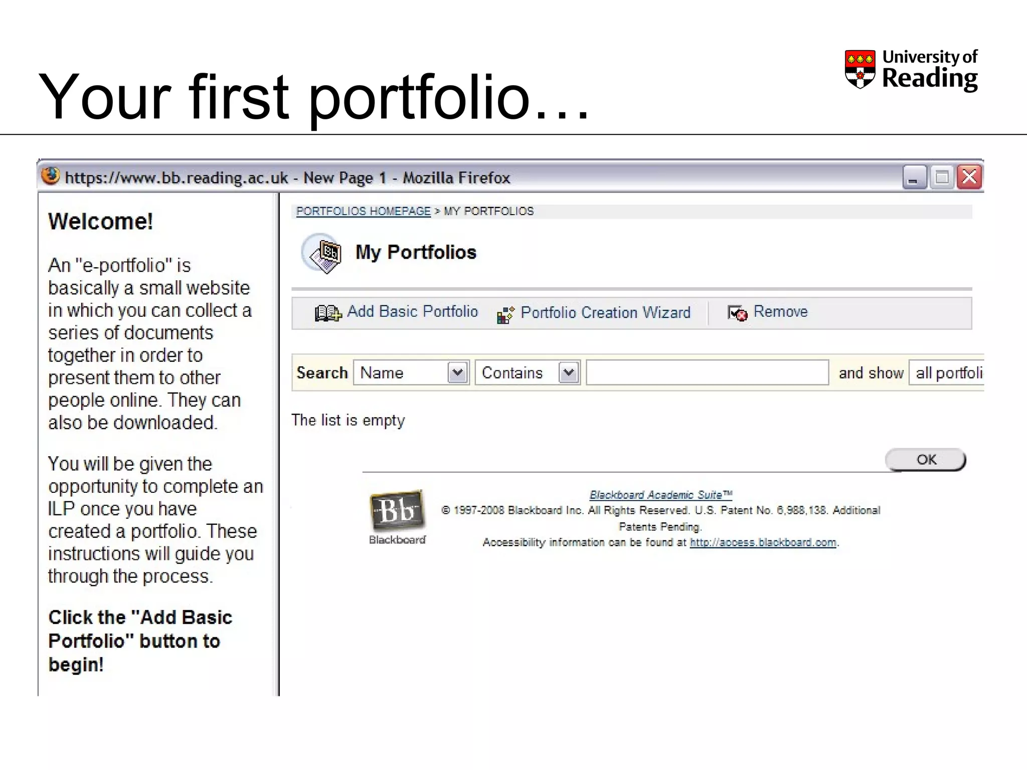 Your first portfolio… 