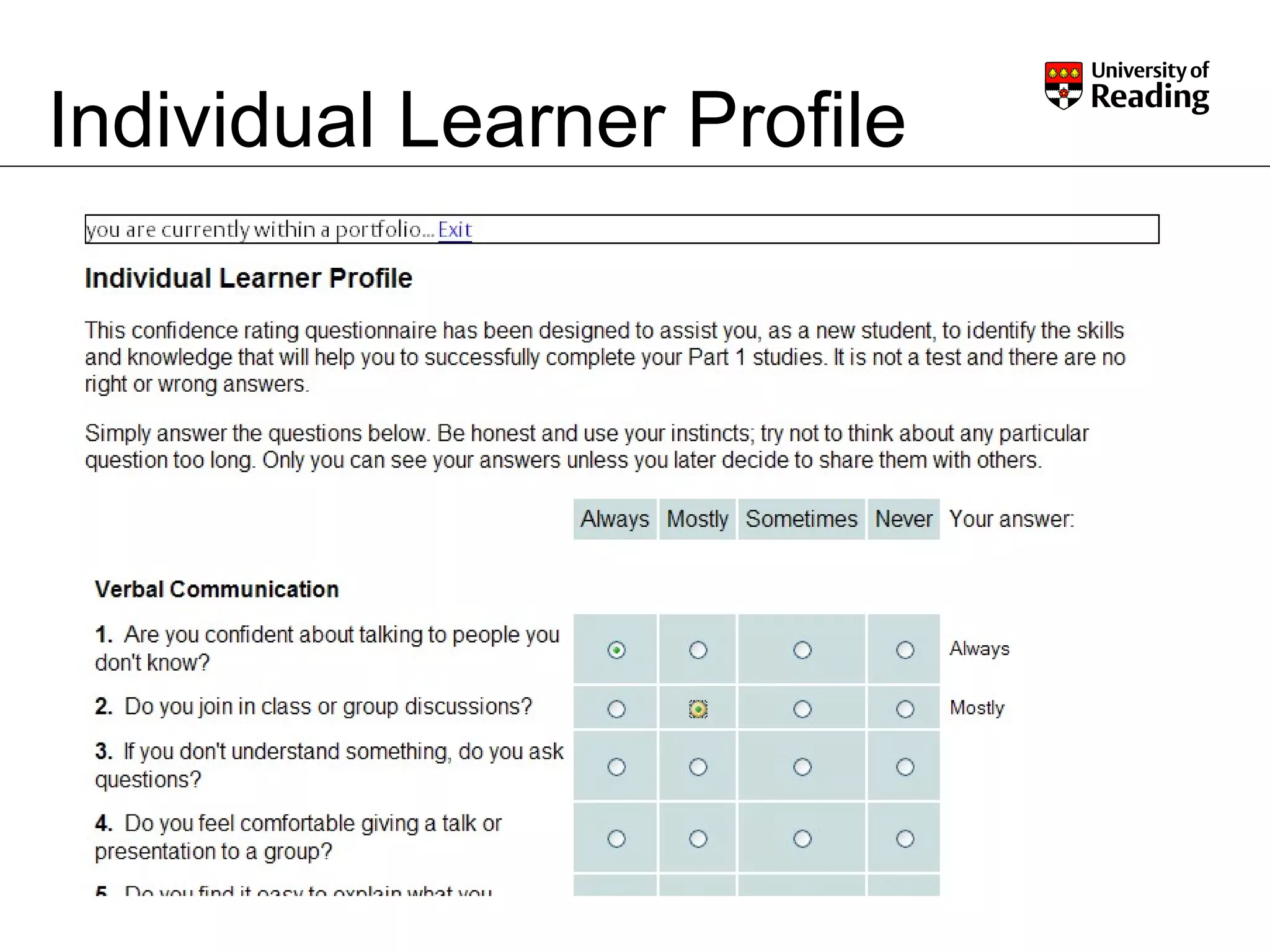 Individual Learner Profile 