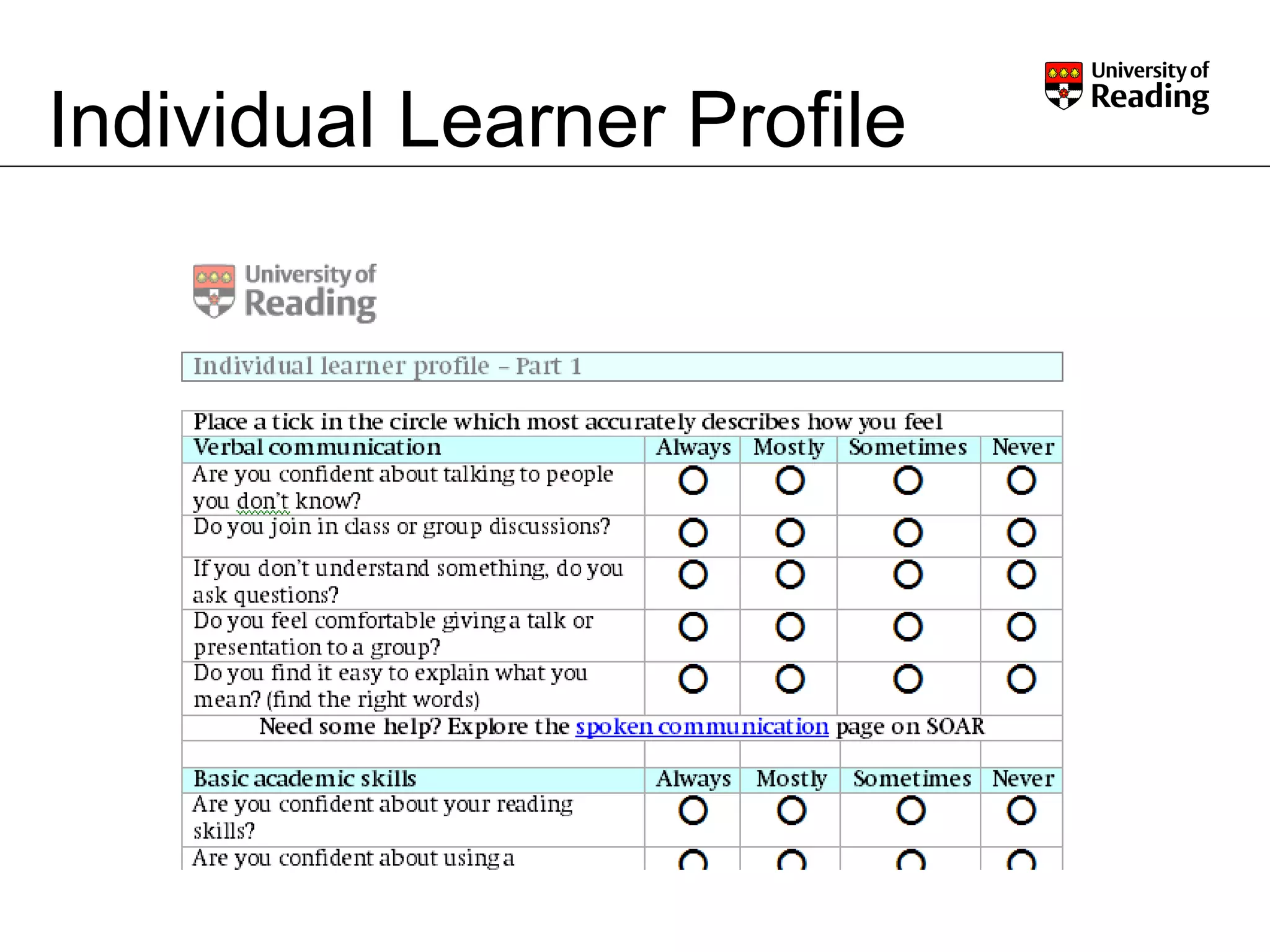 Individual Learner Profile 