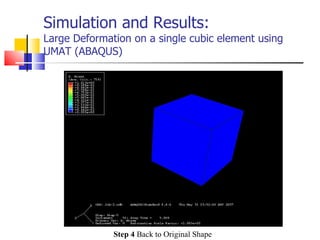 Simulation and Results: Large Deformation on a single cubic element using UMAT (ABAQUS) Step 4  Back to Original Shape 