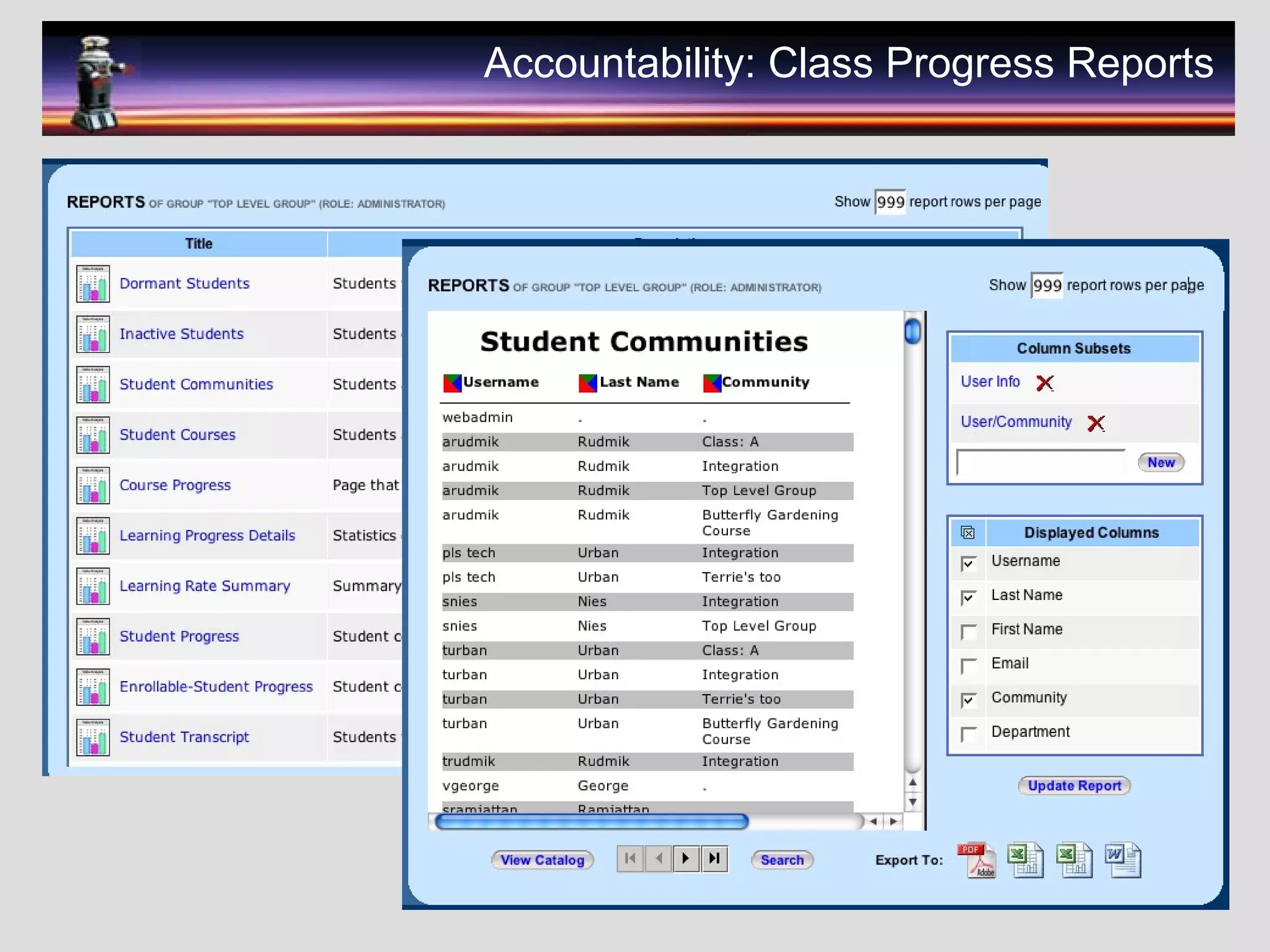 Accountability: Class Progress Reports
 