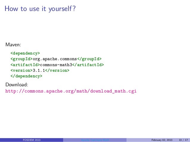Apache Commons Math Fosdem 2013