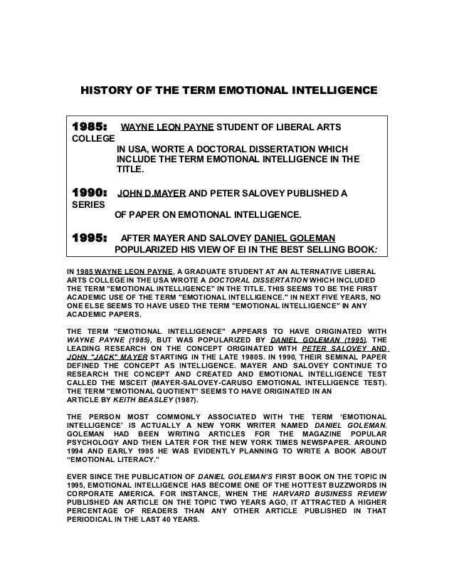 Dissertation emotional intelligence