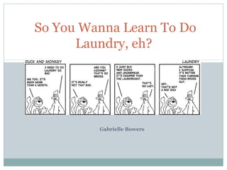 So You Wanna Learn To Do
      Laundry, eh?




         Gabrielle Bowers
 