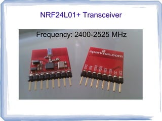NRF24L01+ Transceiver
Frequency: 2400-2525 MHz

 