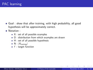 A Theory of the Learnable; PAC Learning | PDF