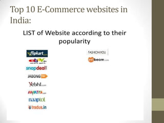 Top 10 E-Commerce websites in
India:

 
