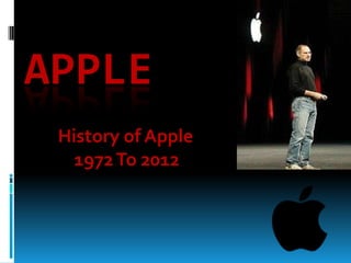 APPLE
History of Apple
1972 To 2012

 