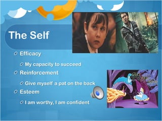 The Self
Efficacy
My capacity to succeed

Reinforcement
Give myself a pat on the back

Esteem
I am worthy, I am confident

 