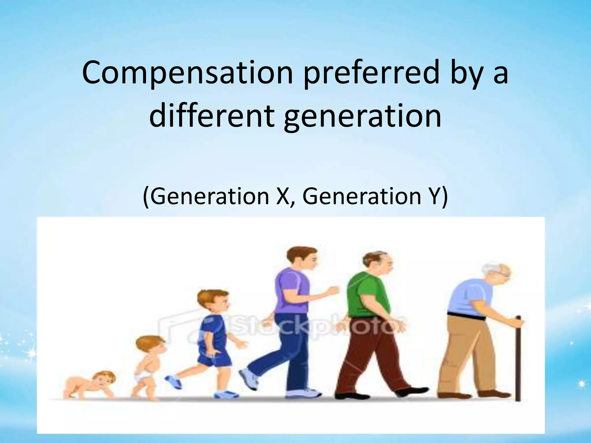 Compensation preferred by a
different generation
(Generation X, Generation Y)

 