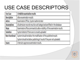 USE CASE DESCRIPTORS