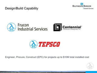 Design/Build Capability Seite  Engineer, Procure, Construct (EPC) for projects up to $10M total installed cost 