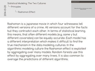 Commoner Rashomon Statistical Modeling: The Two Cultures | PDF