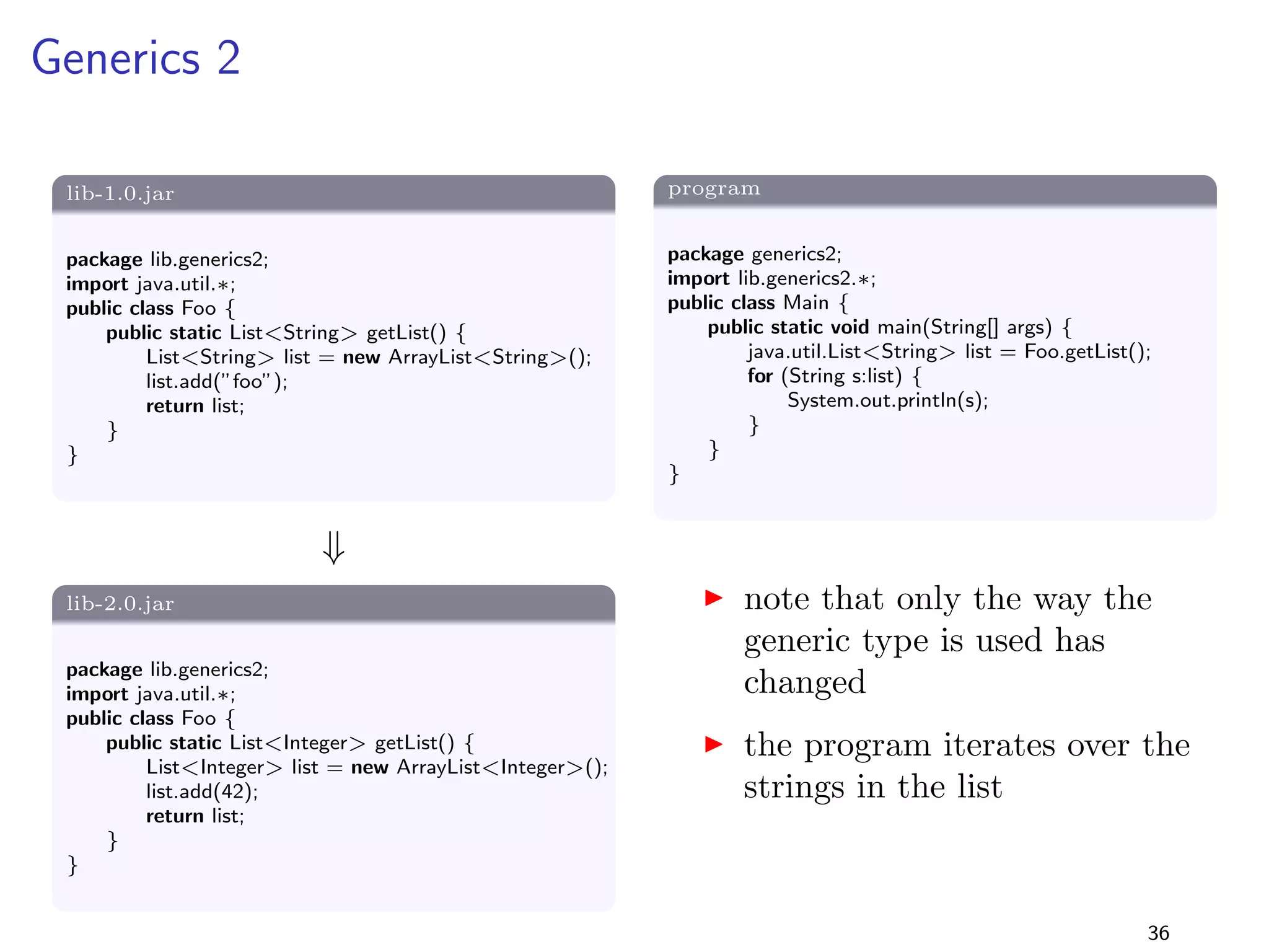 Generalising Parameter Types 2 
Interface1 Interface2 
implements 
Class1 Class2 
28 
 