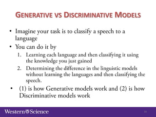 GENERATIVE VS DISCRIMINATIVE MODELS
•
•

•

10

 