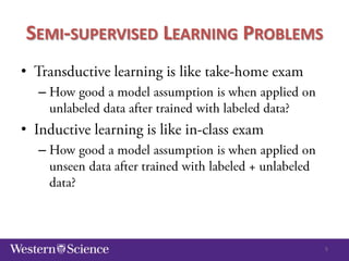 SEMI-SUPERVISED LEARNING PROBLEMS
•
–

•
–

5

 