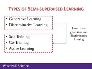TYPES OF SEMI-SUPERVISED LEARNING
•
•
•
•
•

8

 