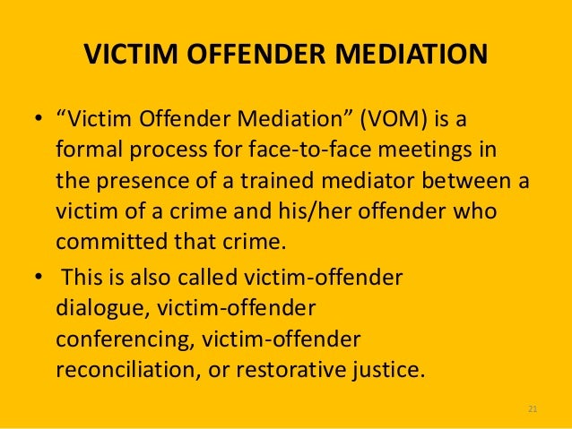 restorative justice victim offender reconciliation programs Crime and punishment: as victim-offender reconciliation programs victims' rights advocates and the growing restorative justice/victim-offender mediation. restorative justice victim offender reconciliation programs Crime and punishment: as victim-offender reconciliation programs victims' rights advocates and the growing restorative justice/victim-offender mediation.