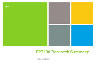 +

EPT429 Research Summary
Jaimi D’Aquino

 