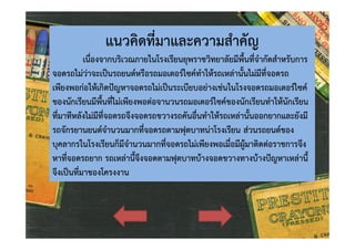 แนวคิดที่มาและความสําคัญ

เนื่องจากบริเวณภายในโรงเรียนยุพราชวิทยาลัยมีพื้นที่จํากัดสําหรับการ
จอดรถไมวาจะเปนรถยนตหรือรถมอเตอรไซคทําใหรถเหลานั้นไมมีที่จอดรถ
เพียงพอกอใหเกิดปญหาจอดรถไมเปนระเบียบอยางเชนในโรงจอดรถมอเตอรไซค
ของนักเรียนมีพื้นที่ไมเพียงพอตอจานวนรถมอเตอรไซคของนักเรียนทําใหนักเรียน
ที่มาทีหลังไมมีที่จอดรถจึงจอดรถขวางรถคันอื่นทําใหรถเหลานั้นออกยากและยังมี
รถจักรยานยนตจํานวนมากที่จอดรถตามฟุตบาทนาโรงเรียน สวนรถยนตของ
บุคลากรในโรงเรียนก็มีจํานวนมากที่จอดรถไมเพียงพอเมื่อมีผูมาติดตอราชการจึง
หาที่จอดรถยาก รถเหลานี้จึงจอดตามฟุตบาทบางจอดขวางทางบางปญหาเหลานี้
จึงเปนที่มาของโครงงาน

 