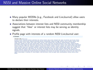 Semantic Networks of Interests in Online NSSI Communities