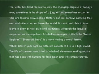 HUMOUR AND SATIRE IN PROSE AND POETRY OF COL MUHAMMAD KHALID KHAN | PPT