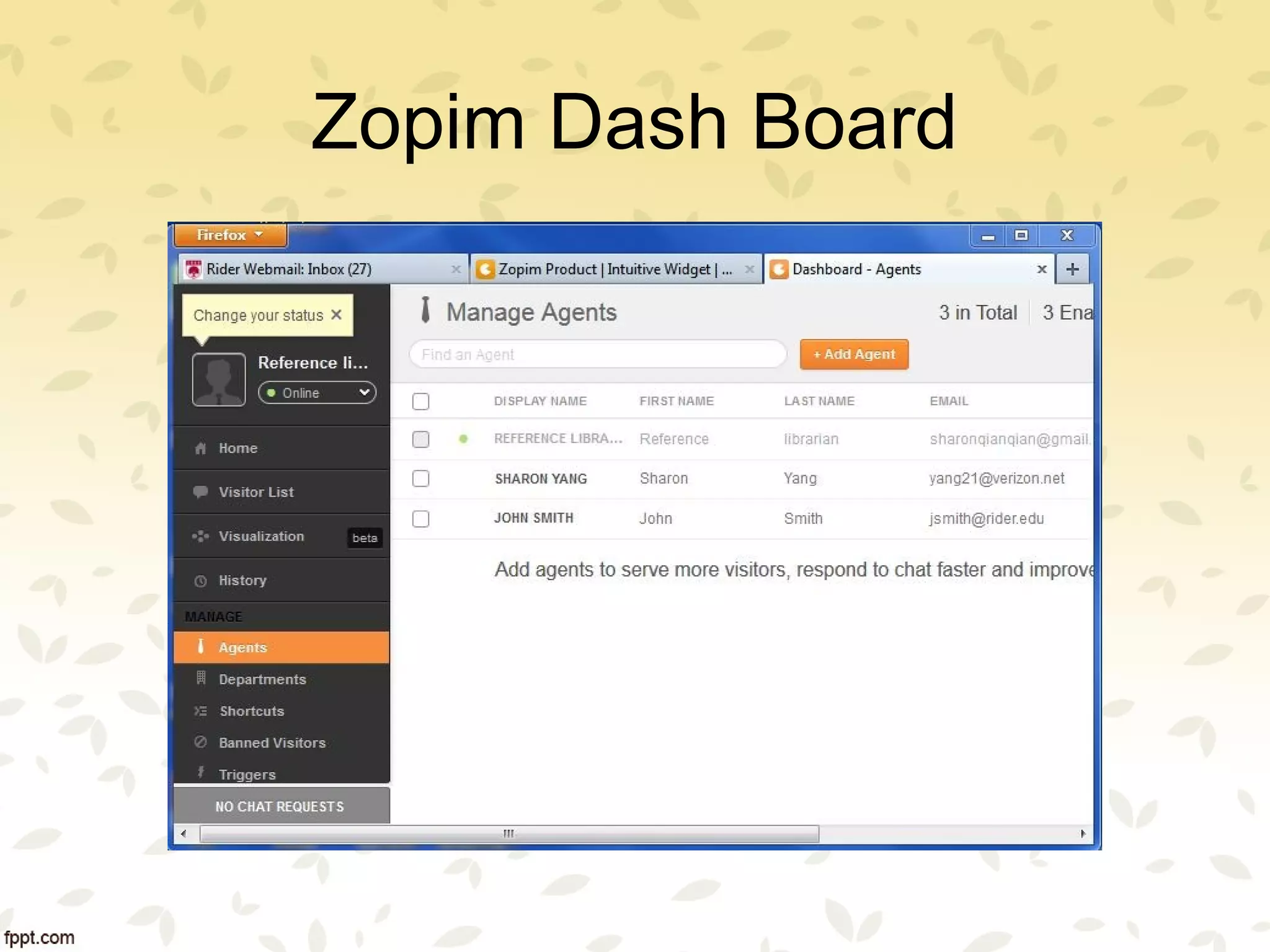 Zopim Dash Board
 