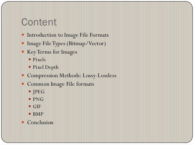 Commonly used image file formats