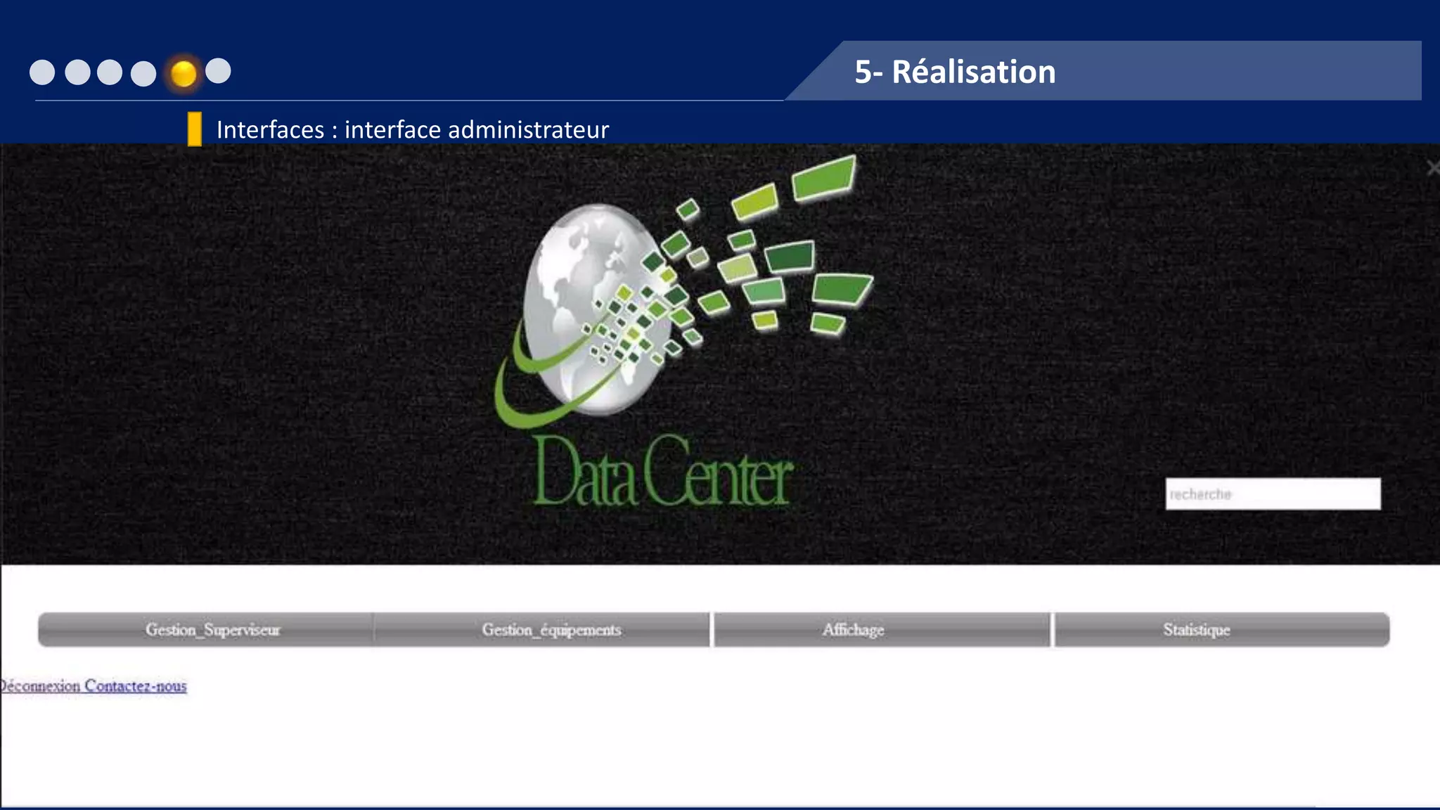 5- Réalisation
Interfaces : interface administrateur
 