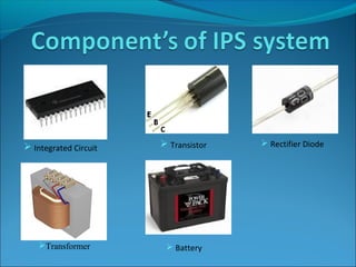 Transformer  Battery
 Integrated Circuit  Transistor  Rectifier Diode
 