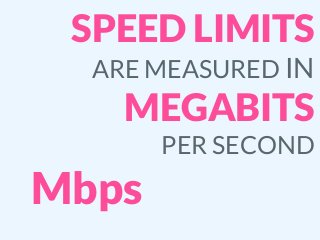 Mbps
SPEED LIMITS
ARE MEASURED IN
MEGABITS
PER SECOND
 