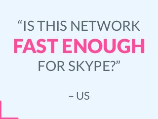 – US
“IS THIS NETWORK
FAST ENOUGH
FOR SKYPE?”
 