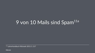 9 von 10 Mails sind Spam11a
11a
Lehrerhandbuch Klicksafe 2013, S. 217
friolz.com
 