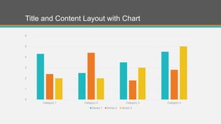 Title and Content Layout with Chart
0
1
2
3
4
5
6
Category 1 Category 2 Category 3 Category 4
Series 1 Series 2 Series 3