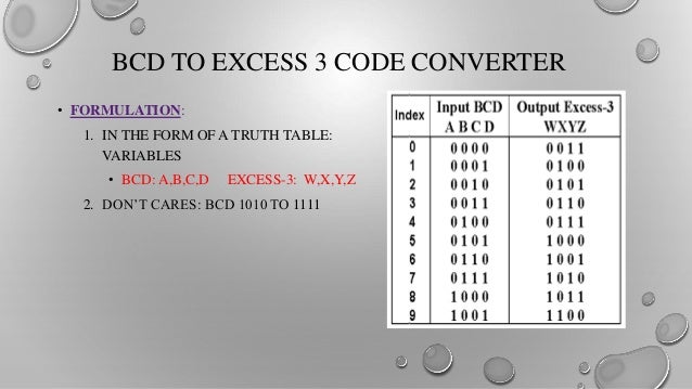 The BCD to excess-3 converter
