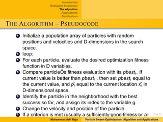 Particle Swarm Optimization: The Algorithm and Its Applications | PDF