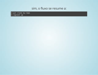 sim, o fluxo se resume a: 
$ git clone my-repo 
$ vagrant up 
 
