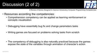 A Review of Games Designed to Improve Computer Programming Competencies ...
