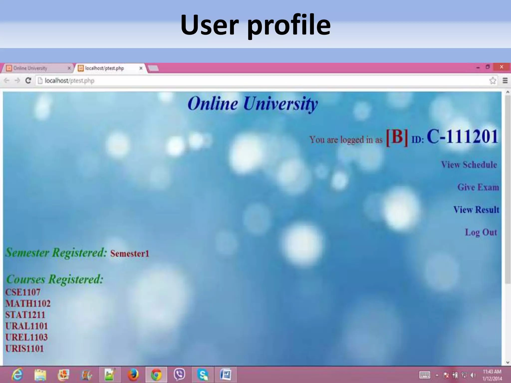 User profile 
 