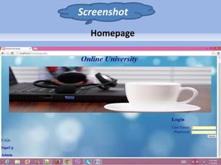Screenshot 
Homepage 
 