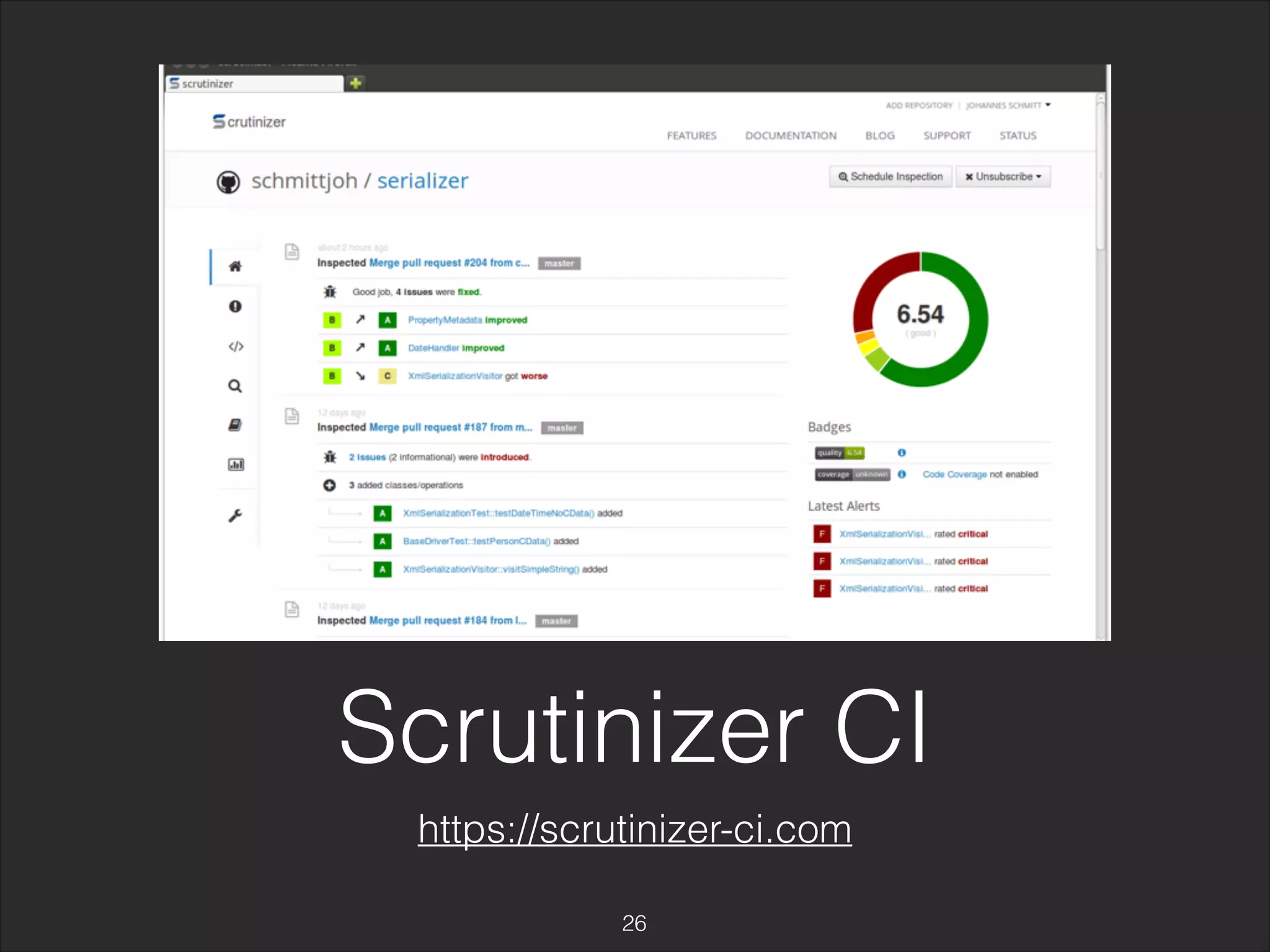 Scrutinizer CI 
https://scrutinizer-ci.com 
26 
 