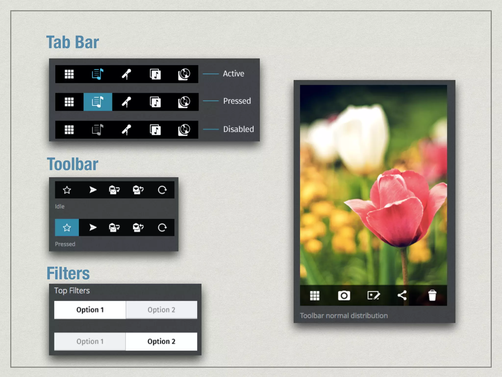 Tab Bar 
Toolbar 
Filters 
 