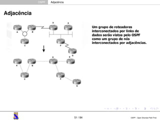 OSPF Adjacência 
Adjacência 
51 / 84 OSPF - Open Shortest Path First 
 