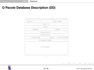 OSPF Adjacência 
O Pacote Database Description (DD) 
54 / 84 OSPF - Open Shortest Path First 
 