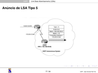 OSPF Link-State Advertisements (LSAs) 
Anúncio de LSA Tipo 5 
77 / 84 OSPF - Open Shortest Path First 
 