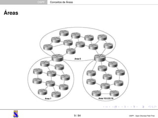 OSPF Conceitos de Áreas 
Áreas 
9 / 84 OSPF - Open Shortest Path First 
 