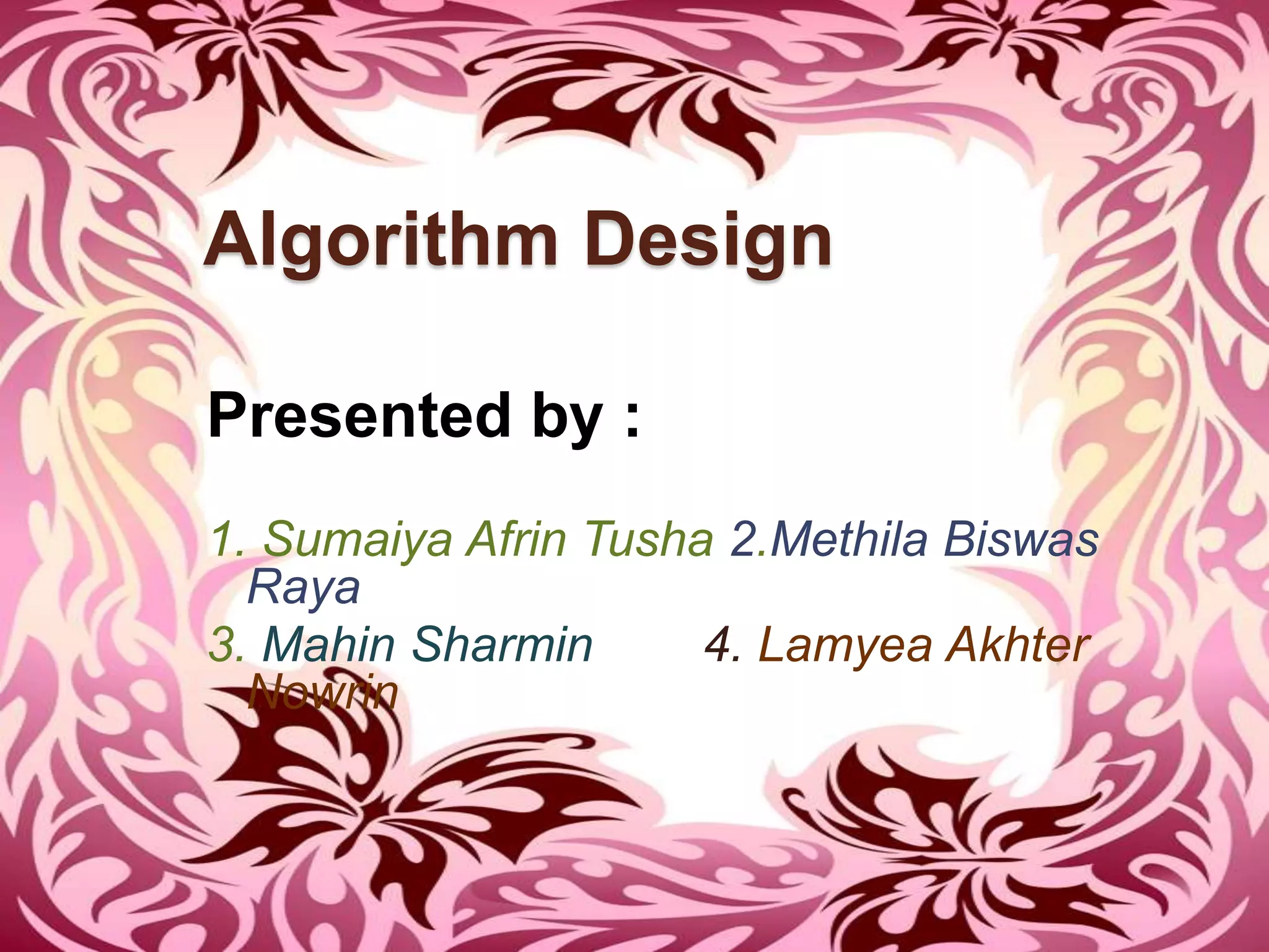 Algorithm Design Presentation | PPT | Programming Languages | Computing