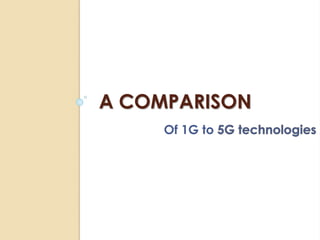 A COMPARISON 
Of 1G to 
 