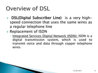 Presentation on DSL & ADSL | PPTX